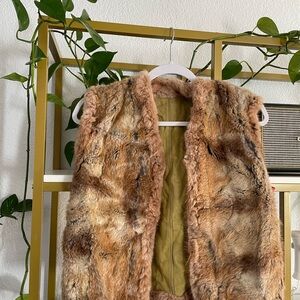 Faux Fur Vest in Brown and Tan